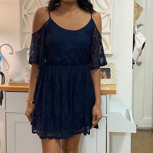 Lace cold shoulder dress